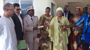 Madame  Fatoumata Binta Diallo, ministre de l’Industrie des PME, Mme  Aicha Sako, préfet de Dubréka, de Mr Eby Aly Jean, DG des «Moulins de Taiba»