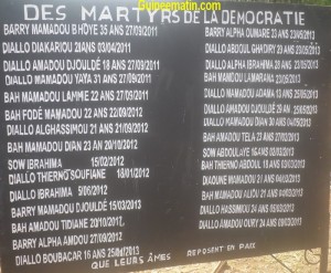 Liste des martyrs de la démocratie au cimetière de Bambéto
